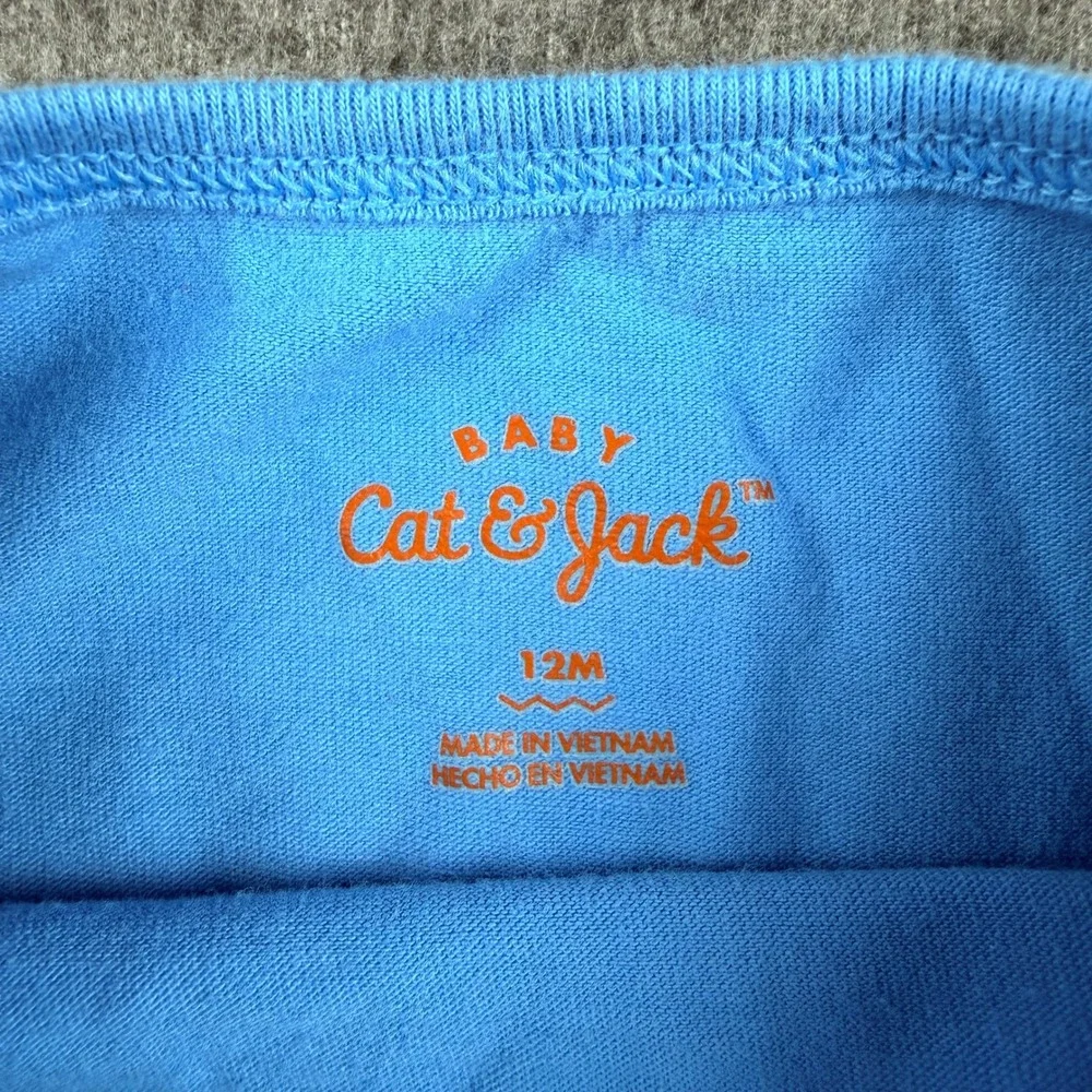 Carters Cat & Jack Baby Boys 4pc‎ Lot Bodysuits Tee 9-12M Blue White Striped